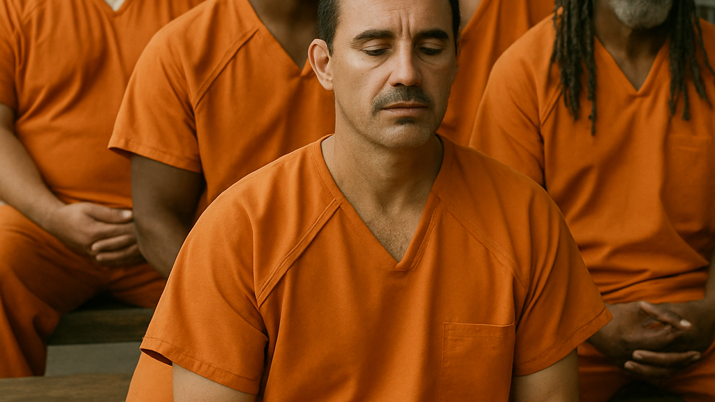 Prisoners practising Transcendental Meditation during a rehabilitation programme in a correctional facility